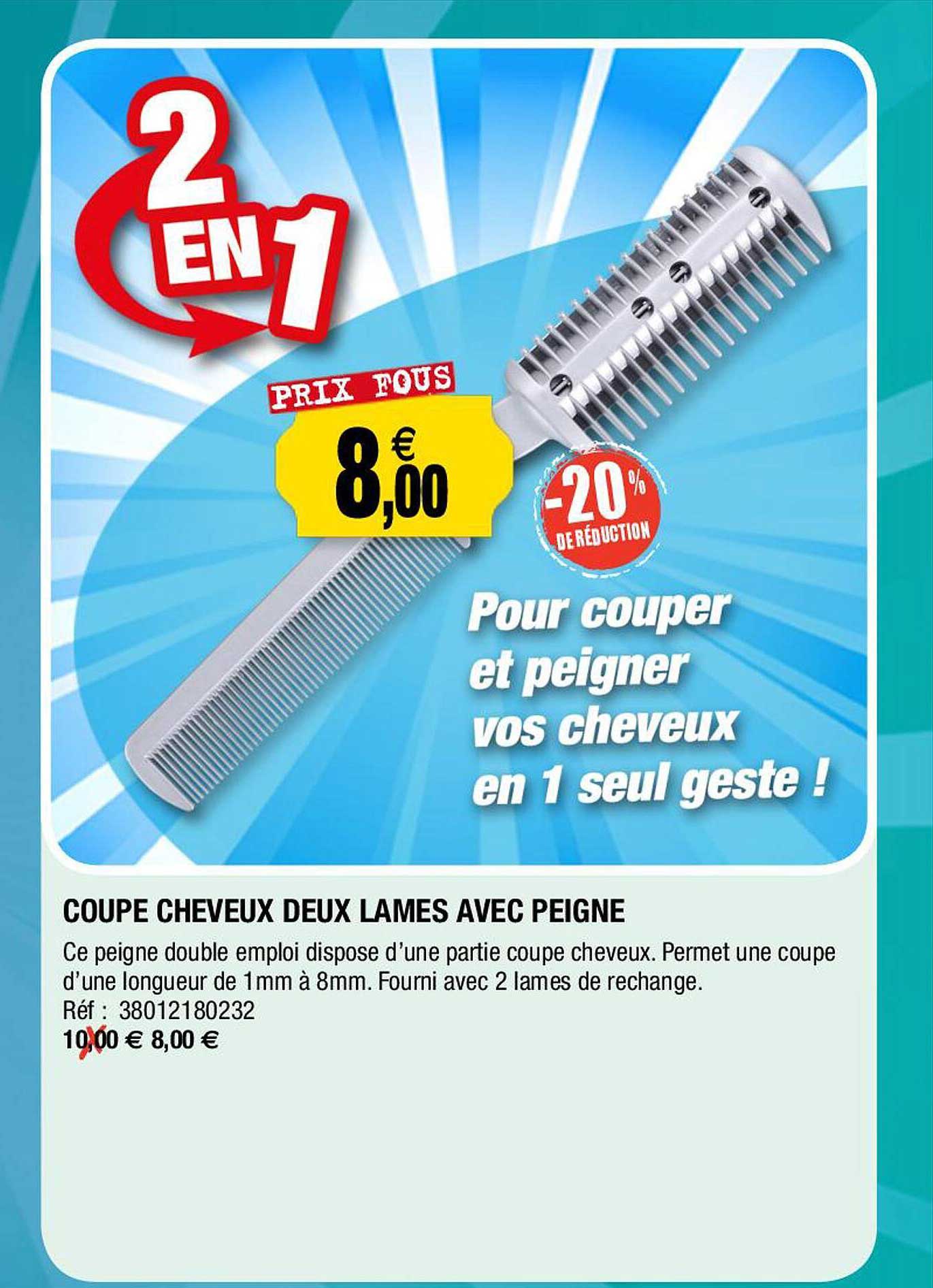 coupe cheveux deux lames avec peigne