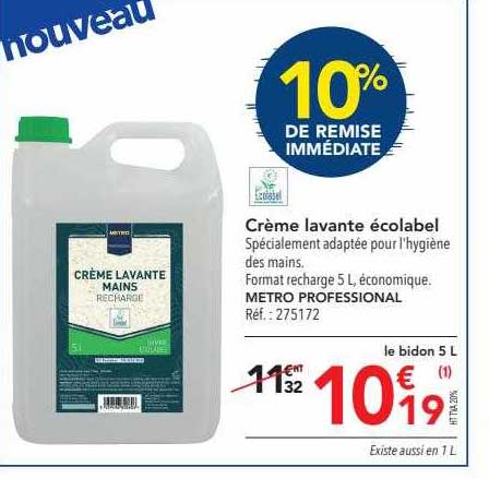 crème lavante écolabel metro professional