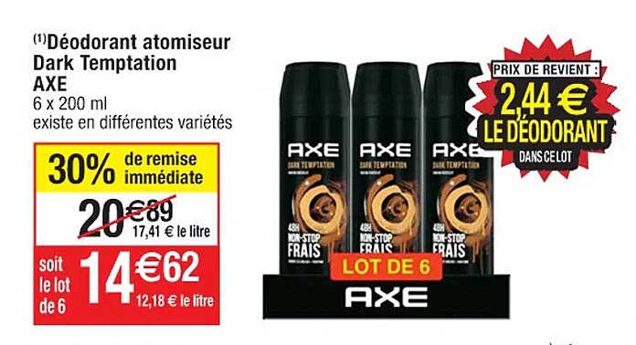 déodorant atomiseur dark temptation axe