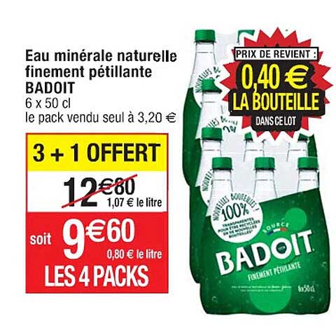 eau minérale naturelle finement pétillante badoit