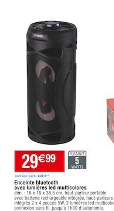 enceinte bluetooth avec lumières led multicolores