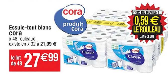 essuie-tout blanc cora