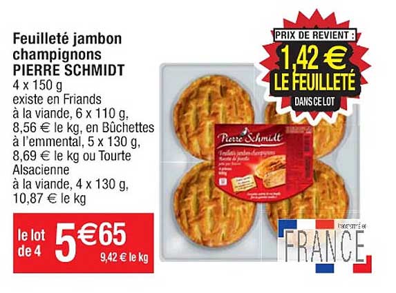 feuilleté jambon champignons pierre schmidt