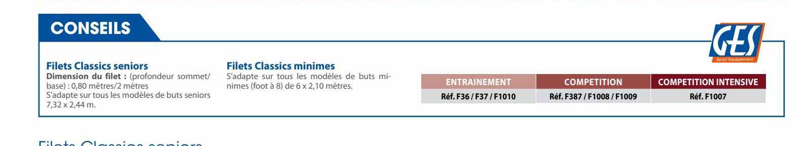 filets classics seniors, filets classics minimes