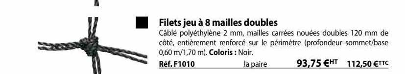 filets jeu à 8 mailles doubles