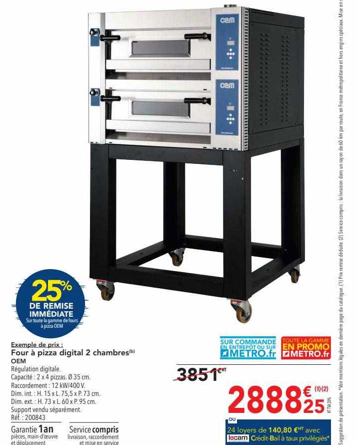 four à pizza digital 2 chambres oem