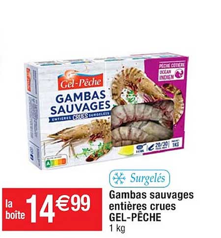 gambas sauvages entières crues gel-pêche