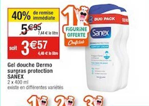 gel douche dermo surgras protection sanex