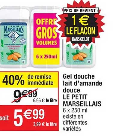 gel douche lait d'amande douce le petit marseillais