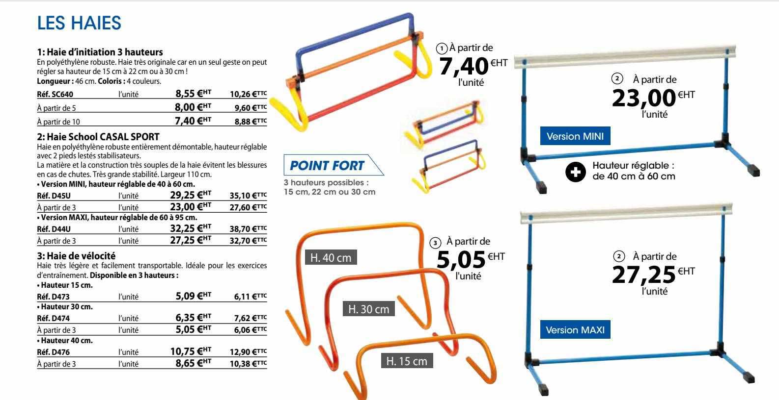 haie d'initiation 3 hauteurs, haie school casal sport, haie de vélocité