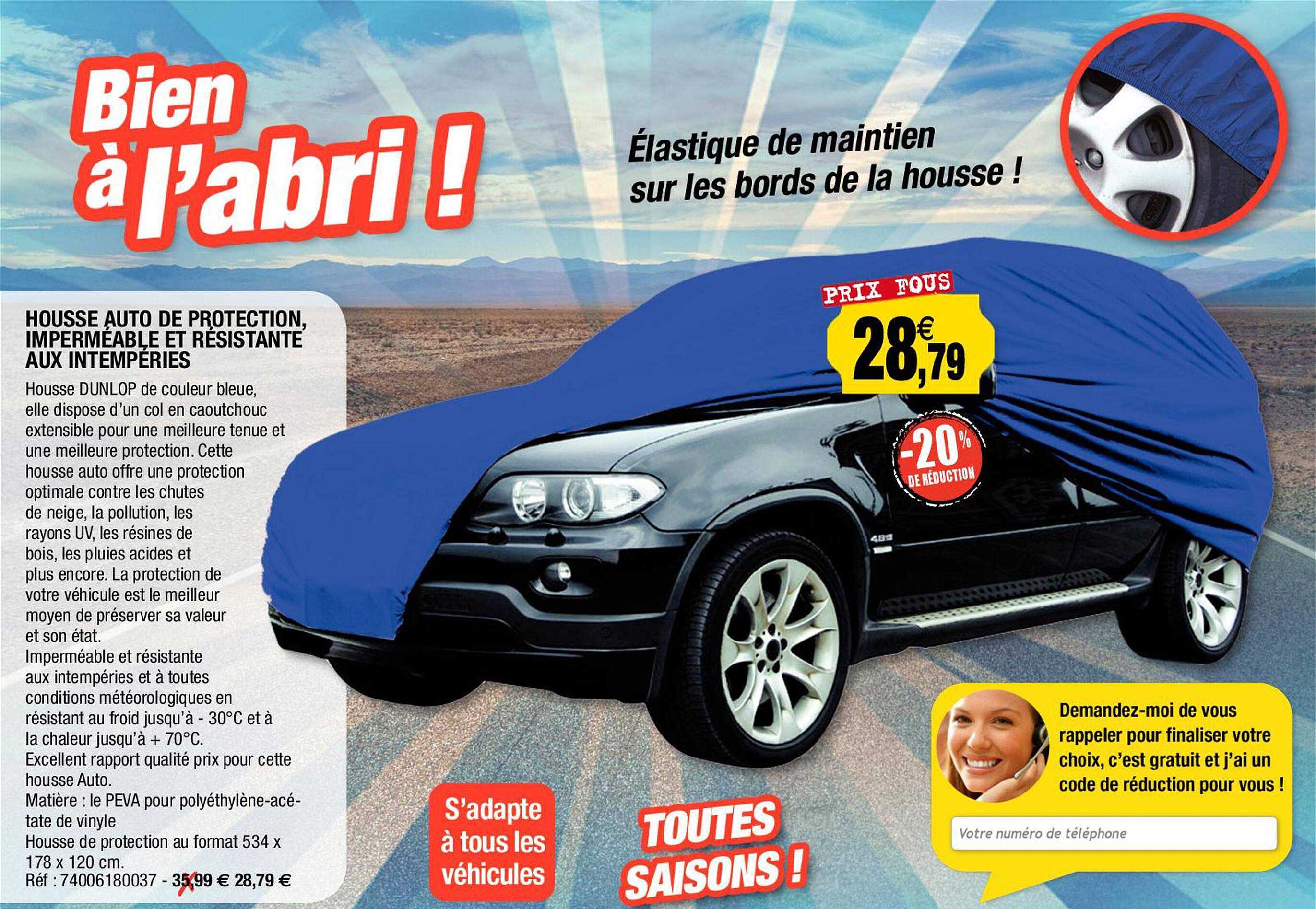 housse auto de protection, imperméable et résistante aux intempéries