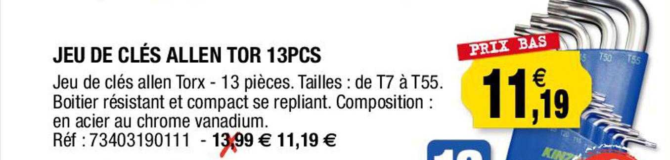 jeu de clés allen tor 13 pcs