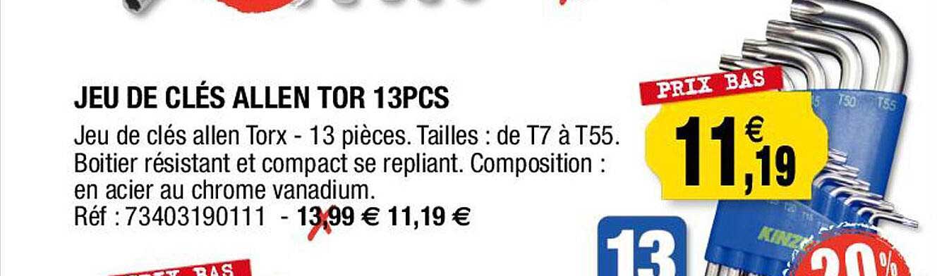 jeu de clés allen tor 13pcs