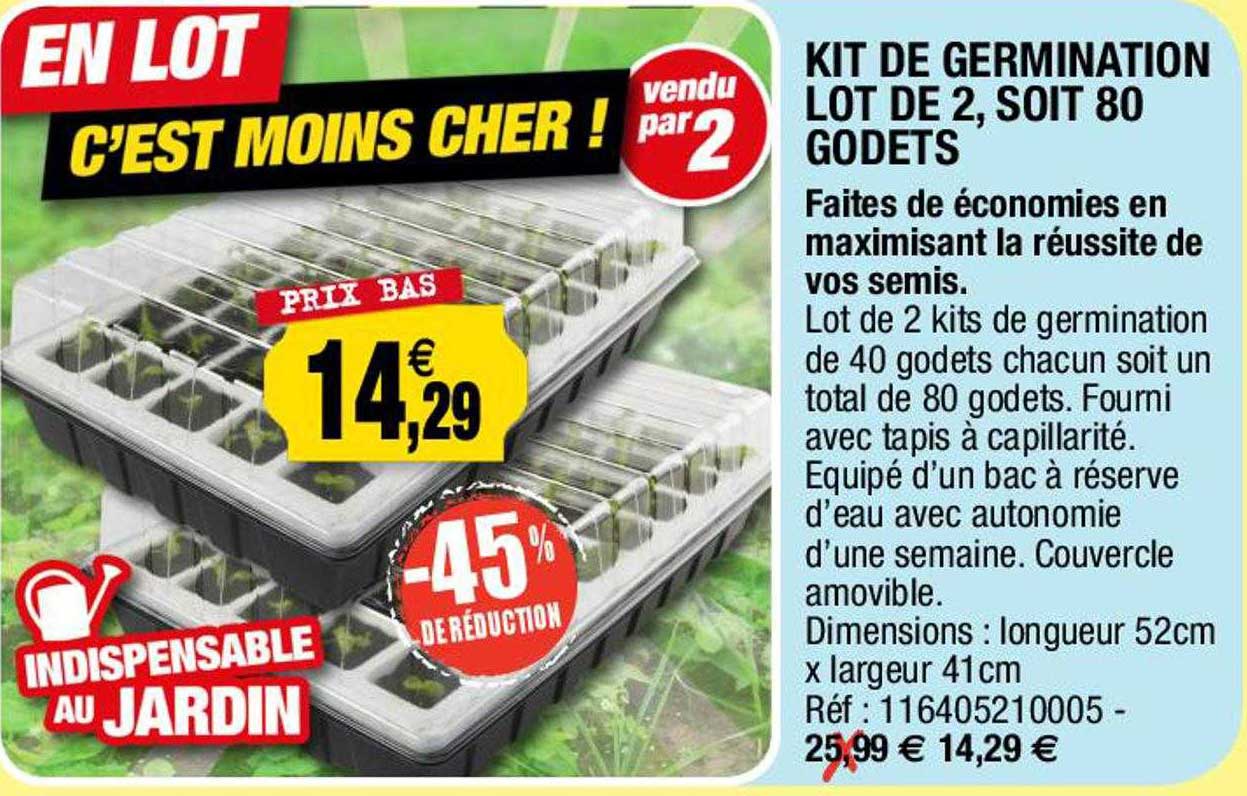 kit de germination lot de 2, soit 80 godets