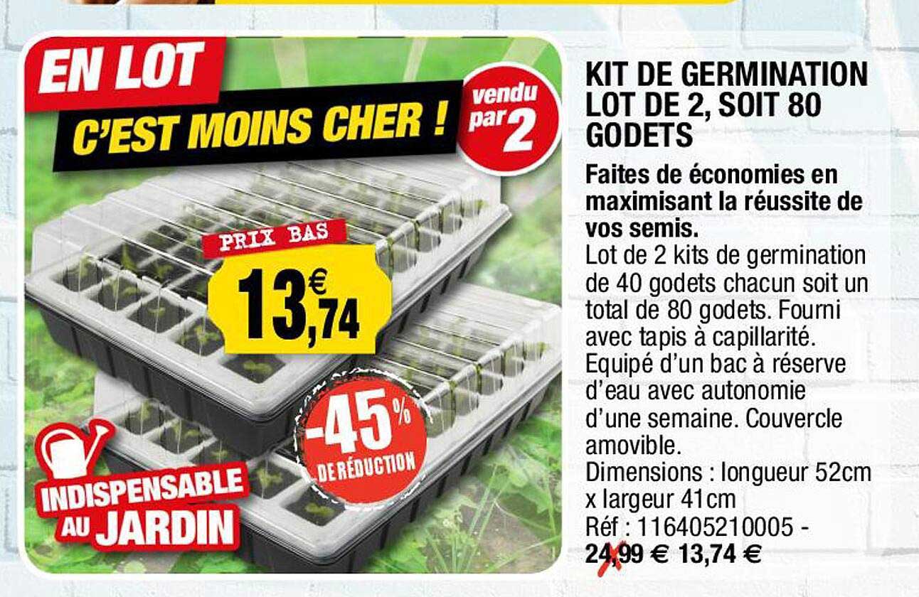 kit de germination lot de 2, soit 80 godets