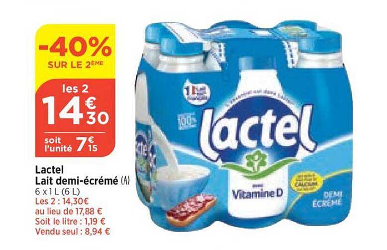 Lactel Lait Demi-écrémé