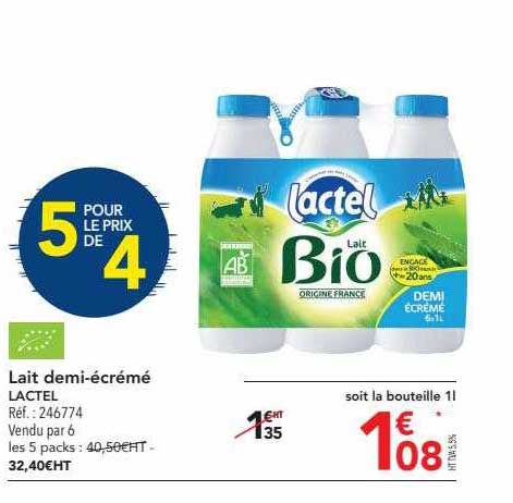 lait demi-écrémé lactel