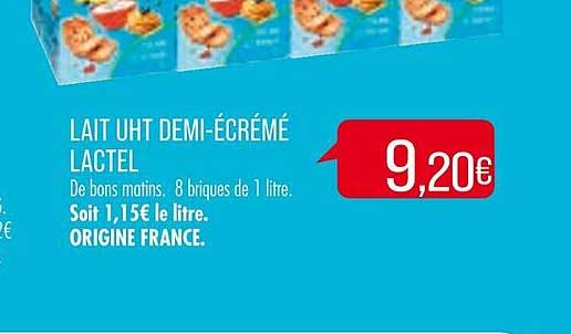 lait uht demi-écrémé lactel