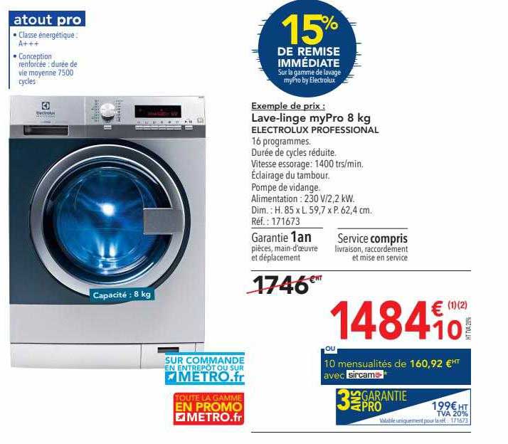 lave-linge myPro 8 kg electrolux professional
