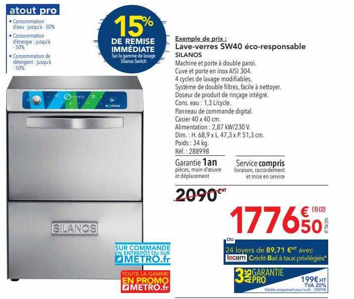 lave-verres sw40 éco-responsable silanos