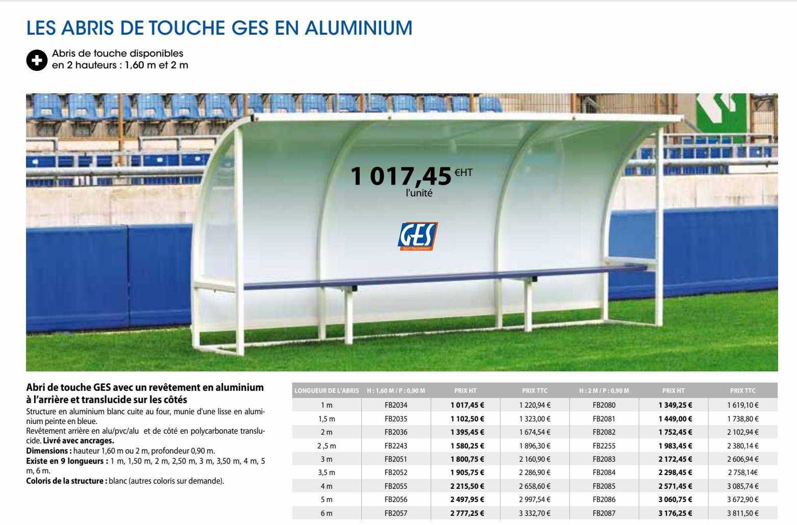 Les Abris De Touche Ges En Aluminium
