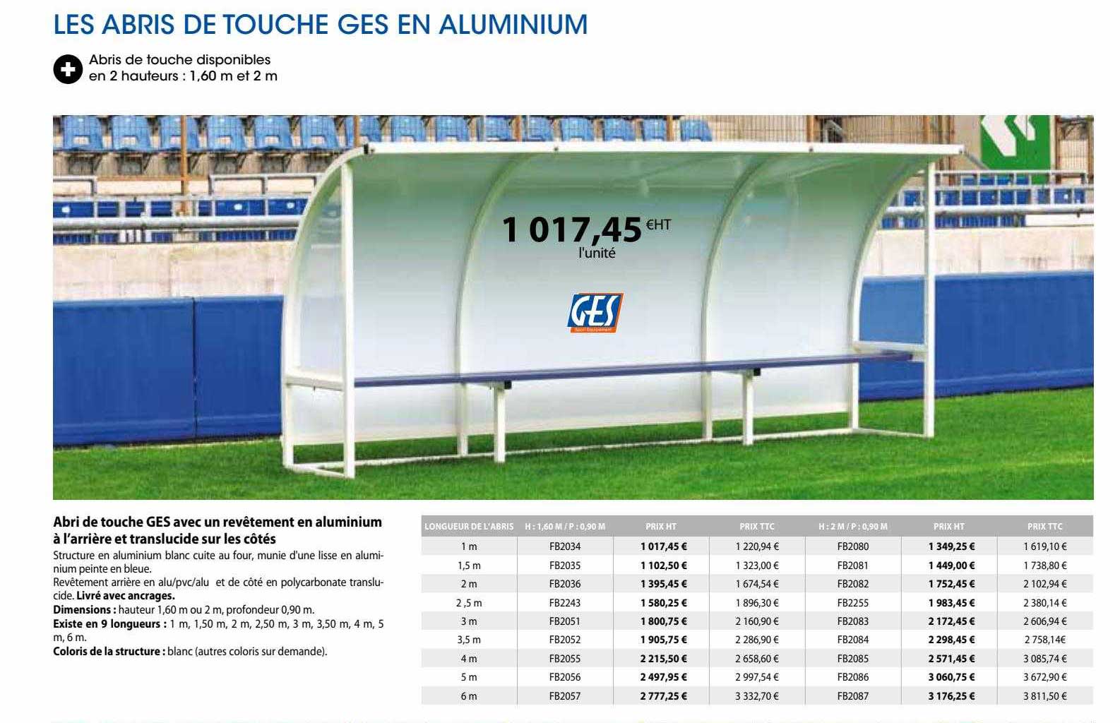 Les Abris De Touche Ges En Aluminium