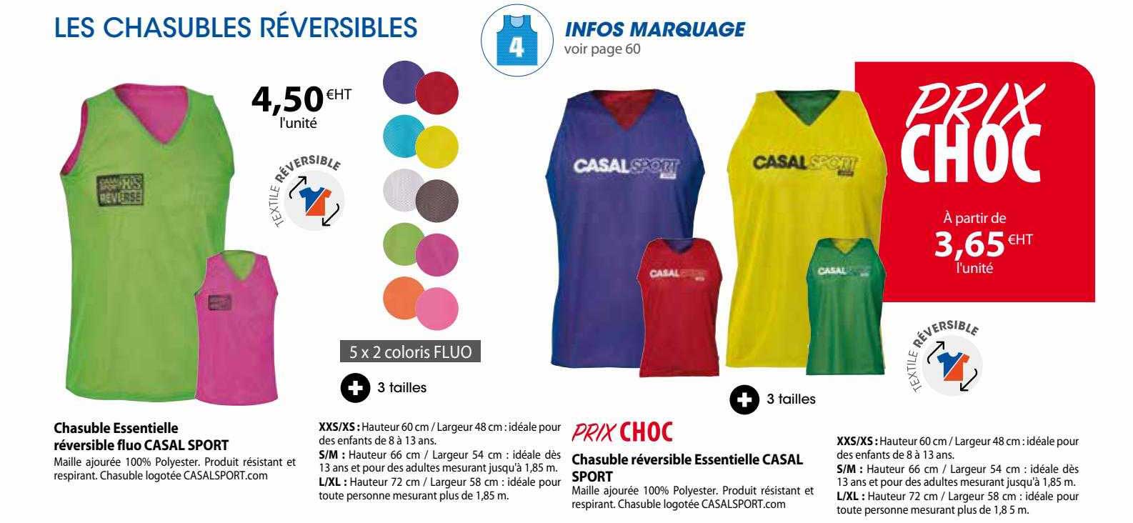 les chasubles essentielle réversible fluo casal sport, chasuble réversible essentielle casal sport