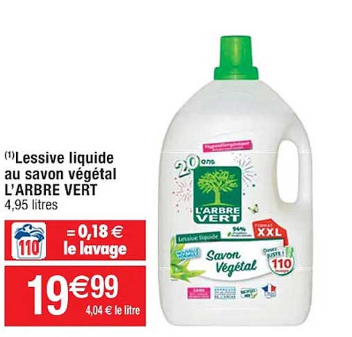 lessive liquide au savon végétal l'arbre vert