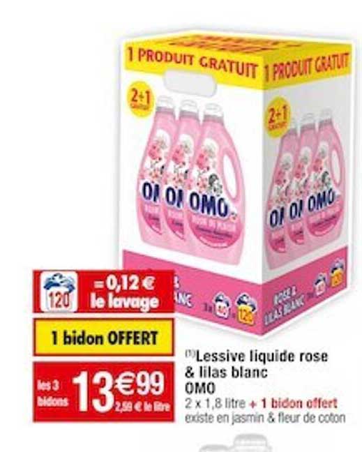 Lessive Liquide Rose & Lilas Blanc Omo