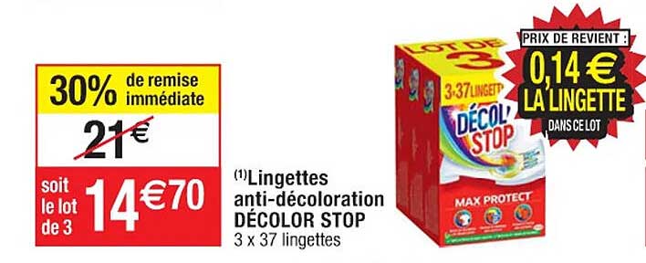 Lingettes Anti-décoloration Décolor Stop