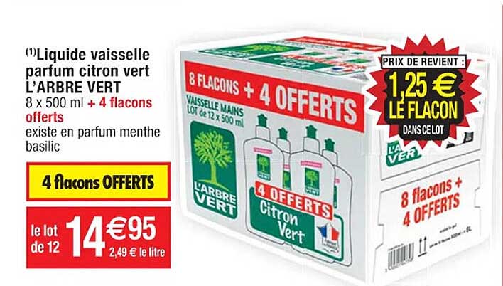 liquide vaisselle parfum citron vert l'arbre vert