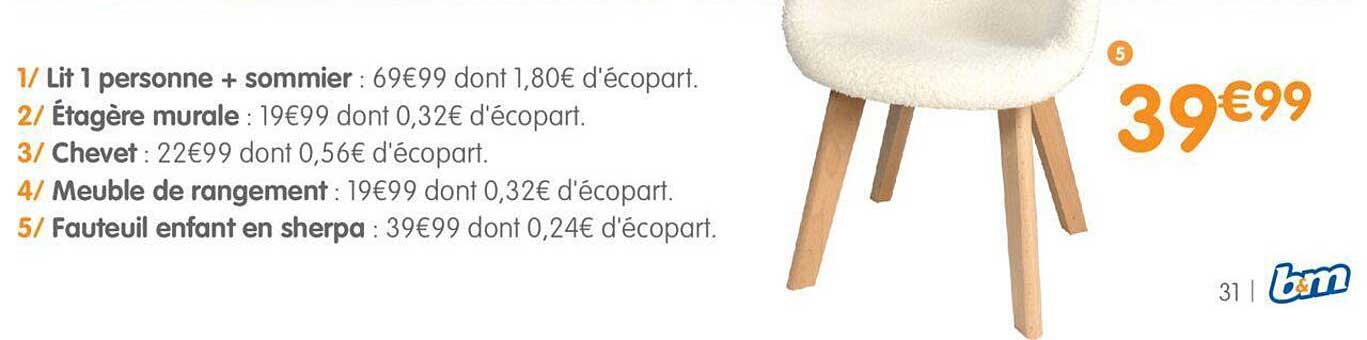 lit 1 personne + sommier, étagère murale, chevet, meuble de rangement, fauteuil enfant en sherpa