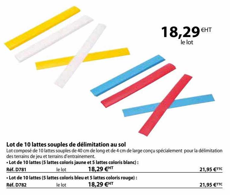 lot de 10 lattes souples de délimitation au sol
