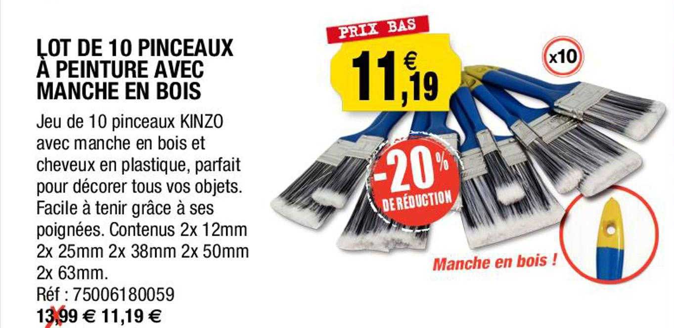 Lot De 10 Pinceaux à Peinture Avec Manche En Bois