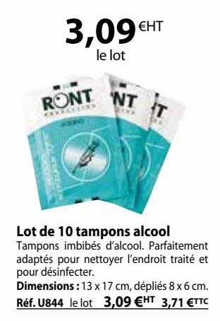 Lot De 10 Tampons Alcool