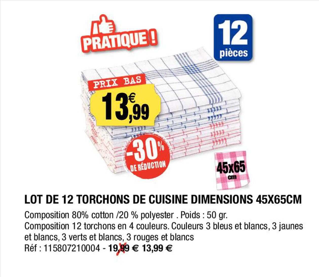 Lot De 12 Torchons De Cuisine Dimensions 45 X 65 Cm