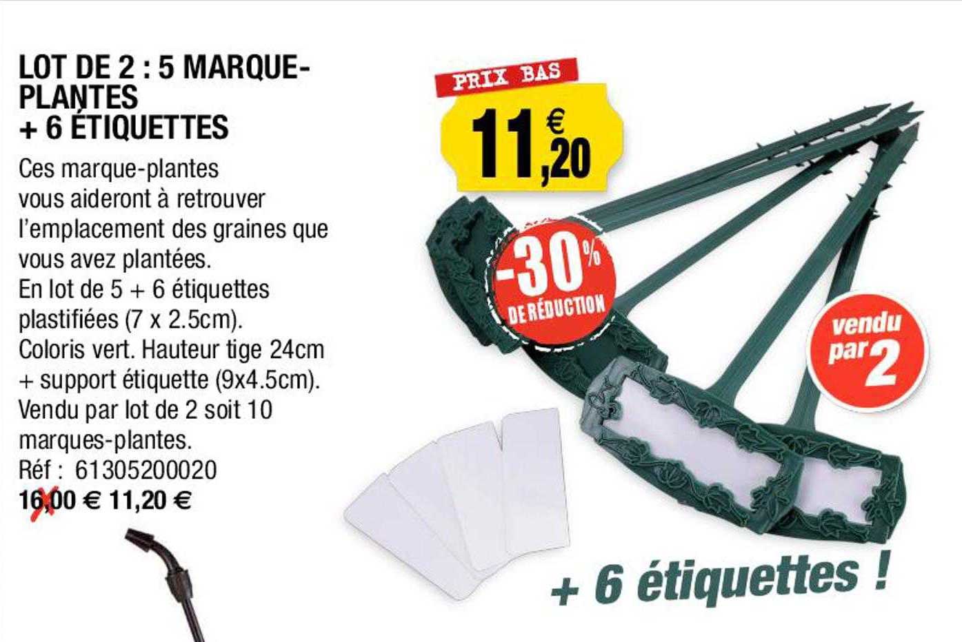 Lot De 2 : 5 Marque-plantes + 6 étiquettes
