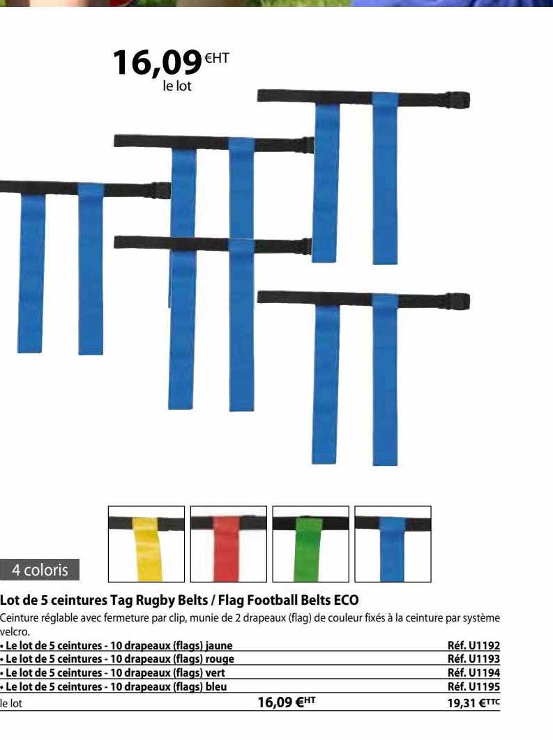 lot de 5 ceintures tag rugby belts / flag football belts eco
