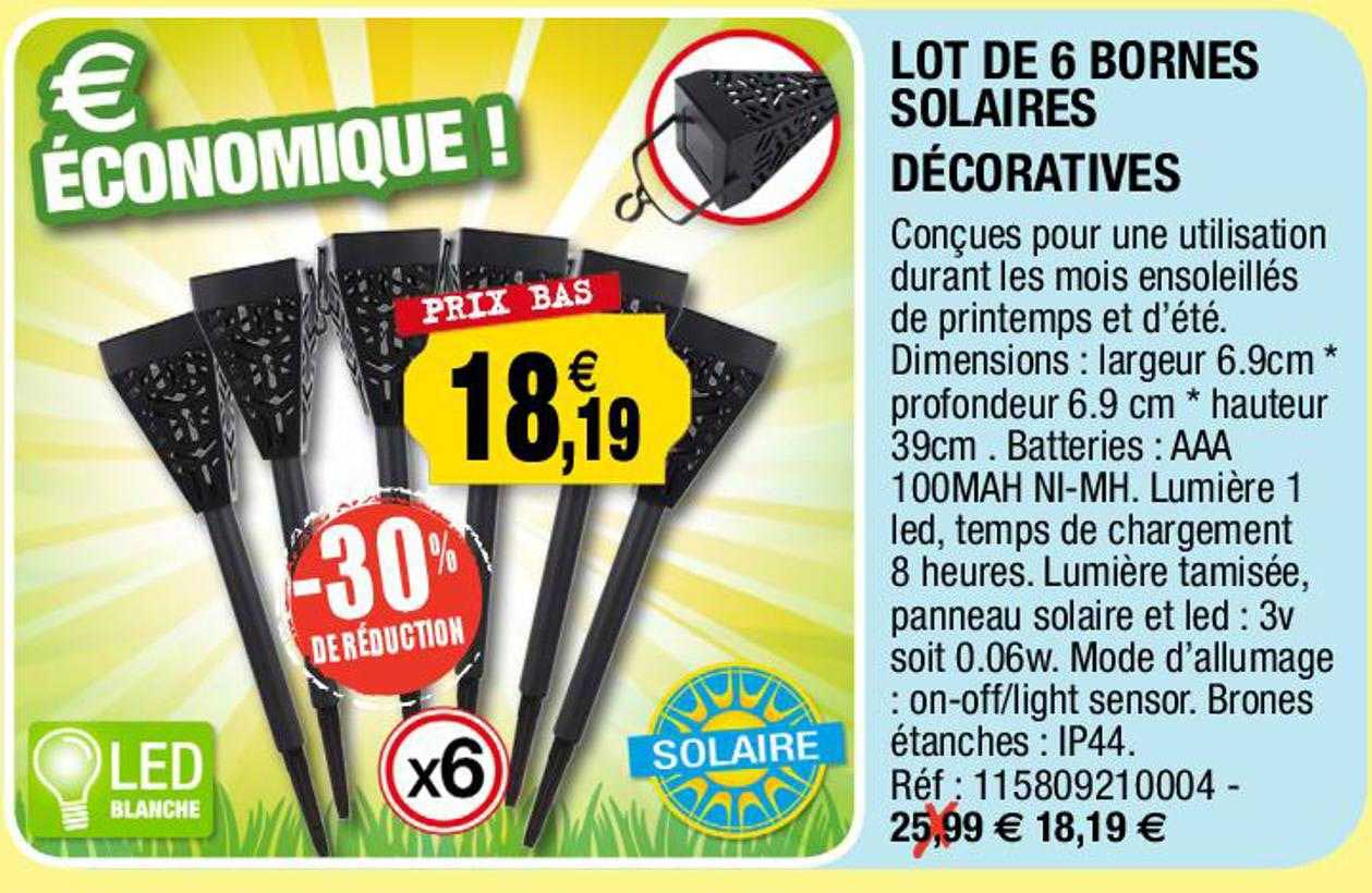 lot de 6 bornes solaires décoratives