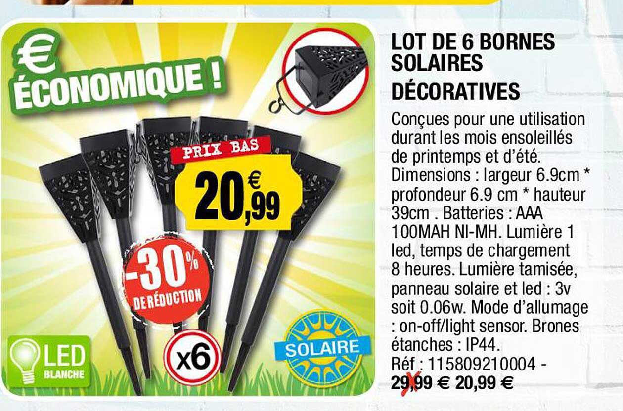 lot de 6 bornes solaires décoratives