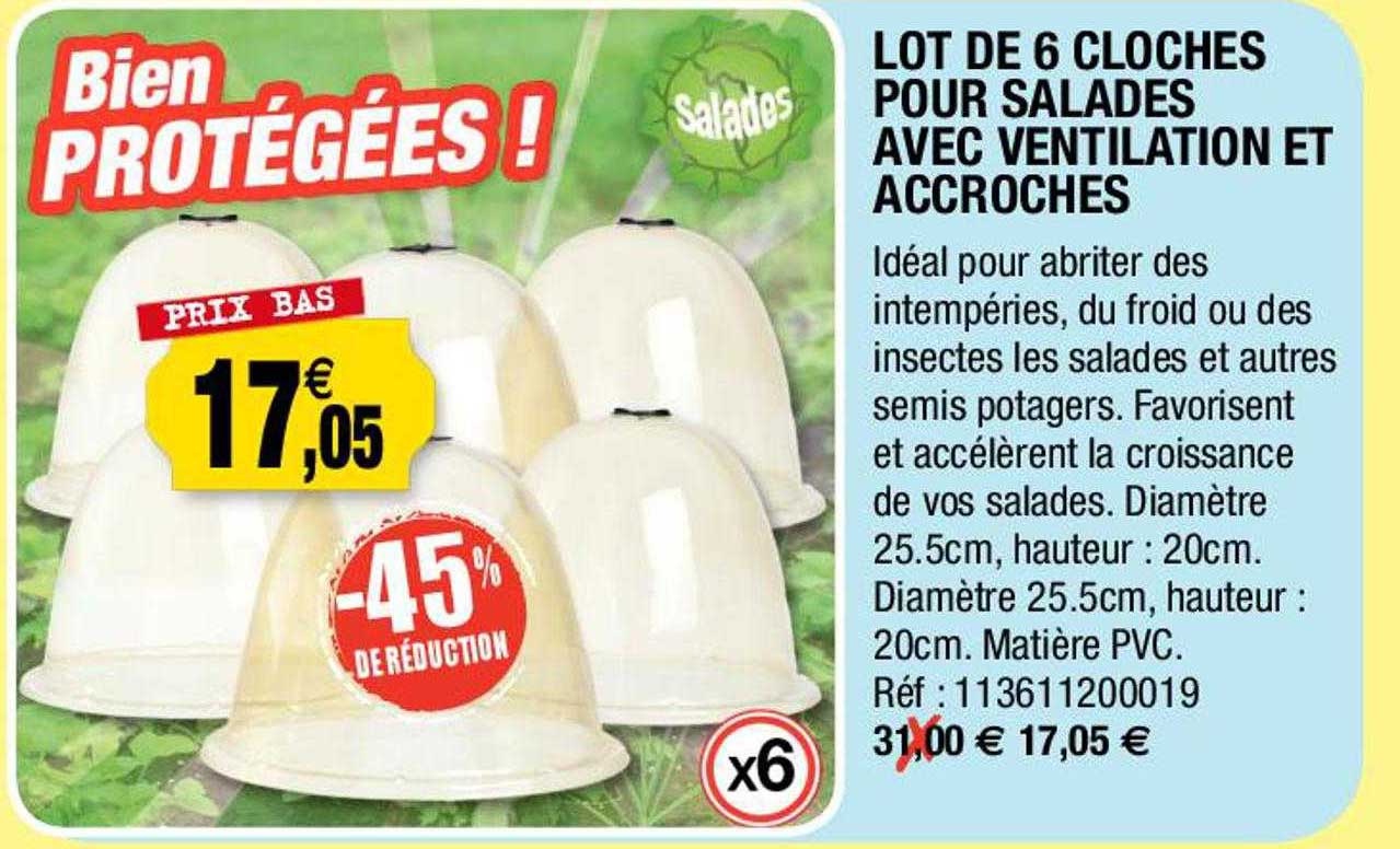 lot de 6 cloches pour salades avec ventilation et accroches