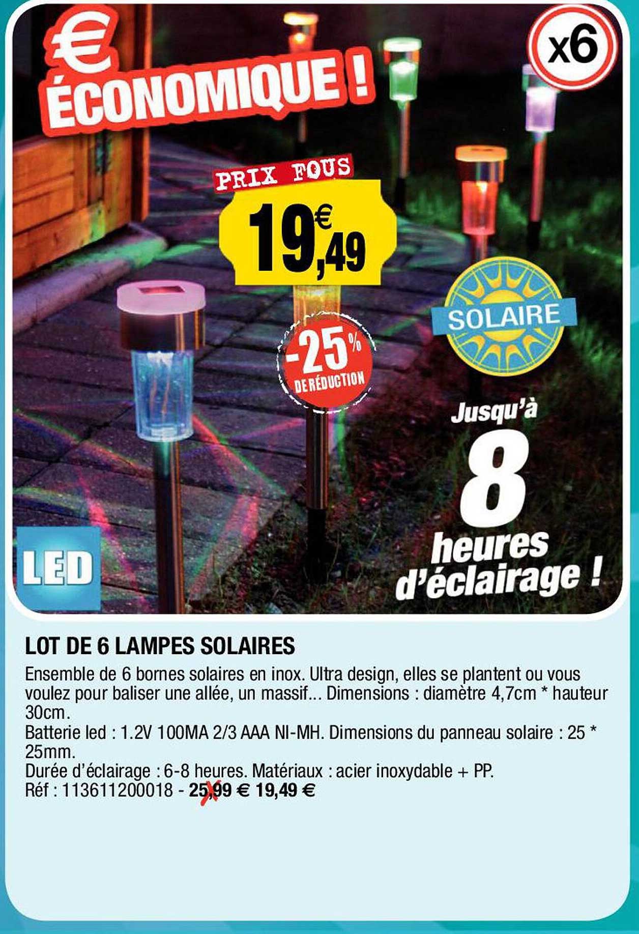 lot de 6 lampes solaires