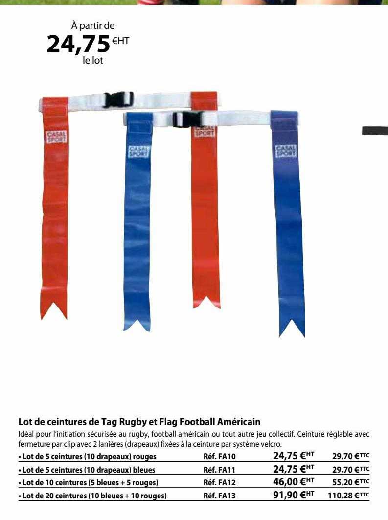 lot de ceintures de tag rugby et  flag football américain