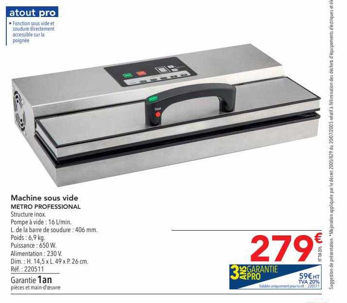 machine sous vide metro professional