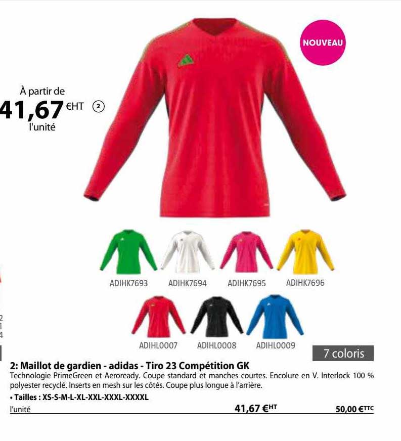 maillot de gardien - adidas - tiro 23 compétition gk