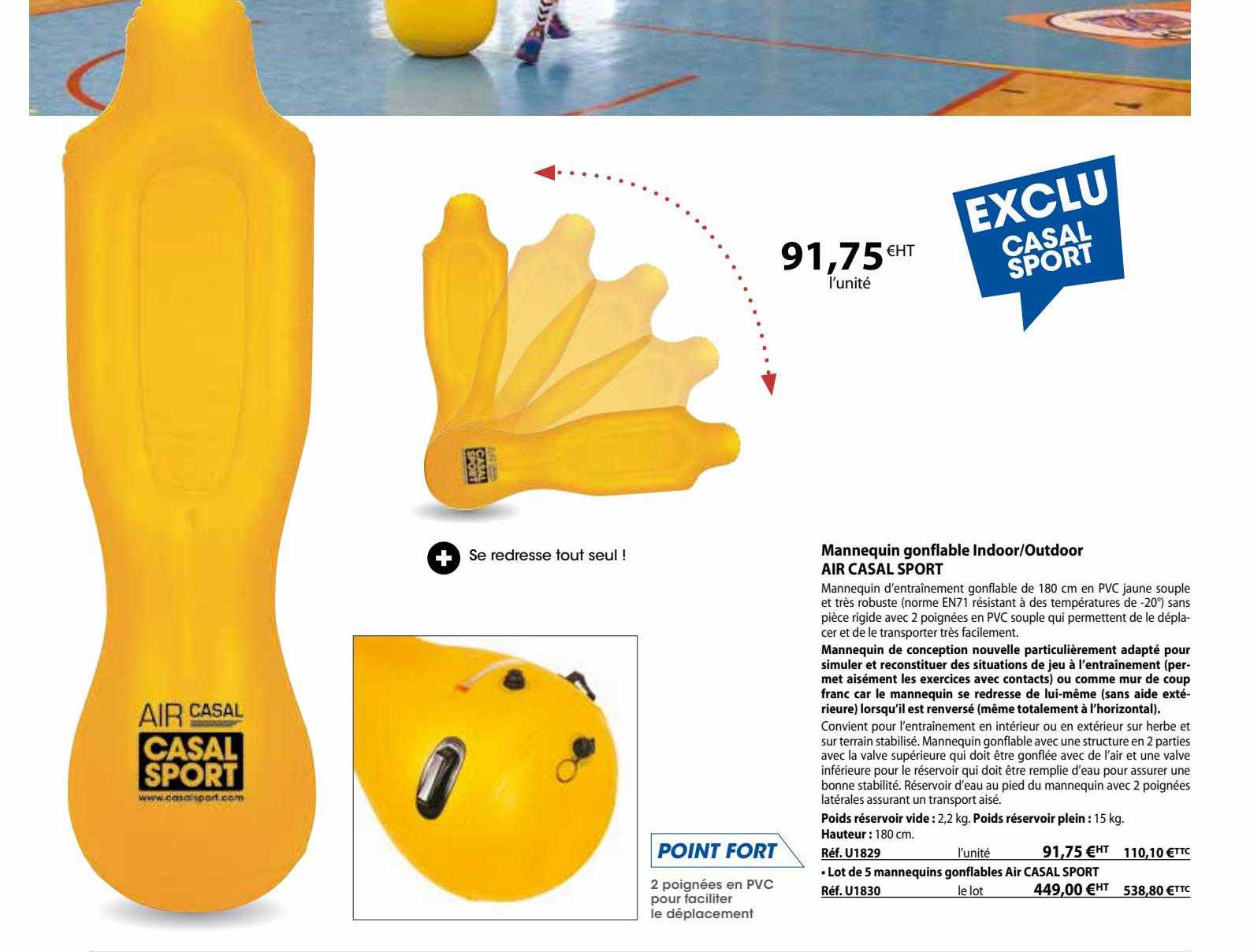 mannequin gonflable indoor/outdoor air casal sport