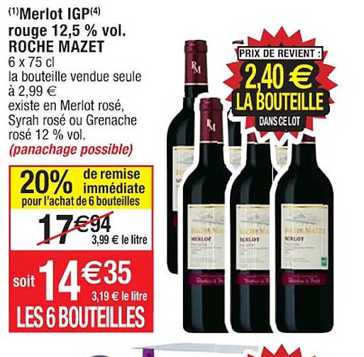 merlot igp rouge 12,5% vol. roche mazet