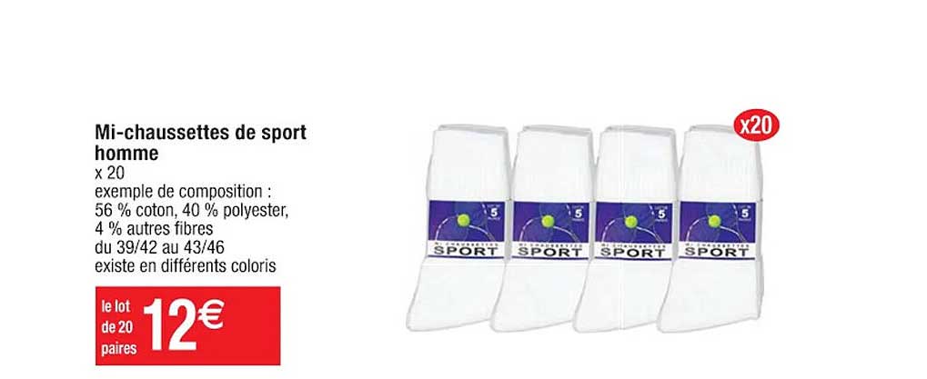 mi-chaussettes de sport homme