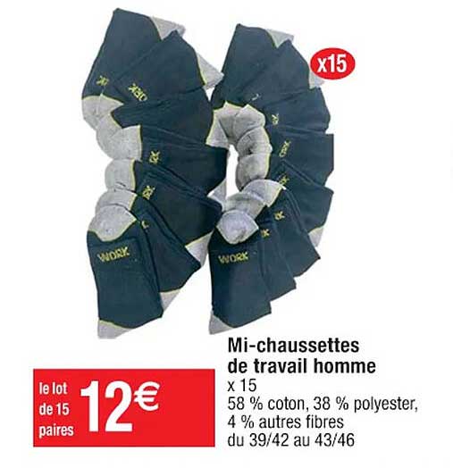 mi-chaussettes de travail homme