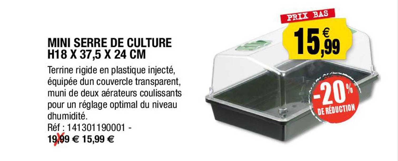 mini serre de culture h18 x 37,5 x 24 cm